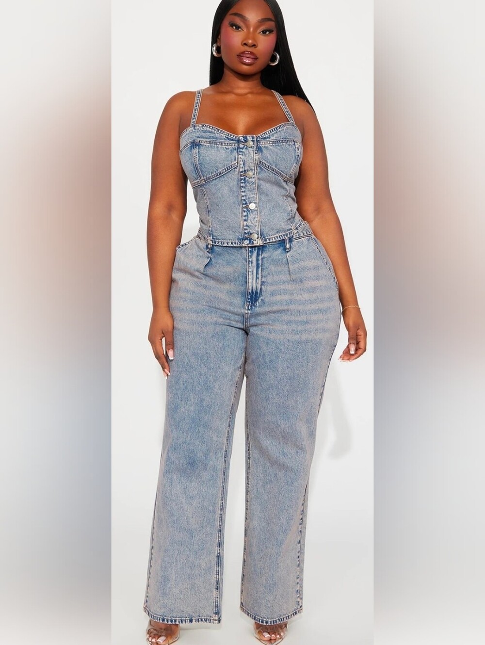 Light Blue Womens 2 Piece Jean Set